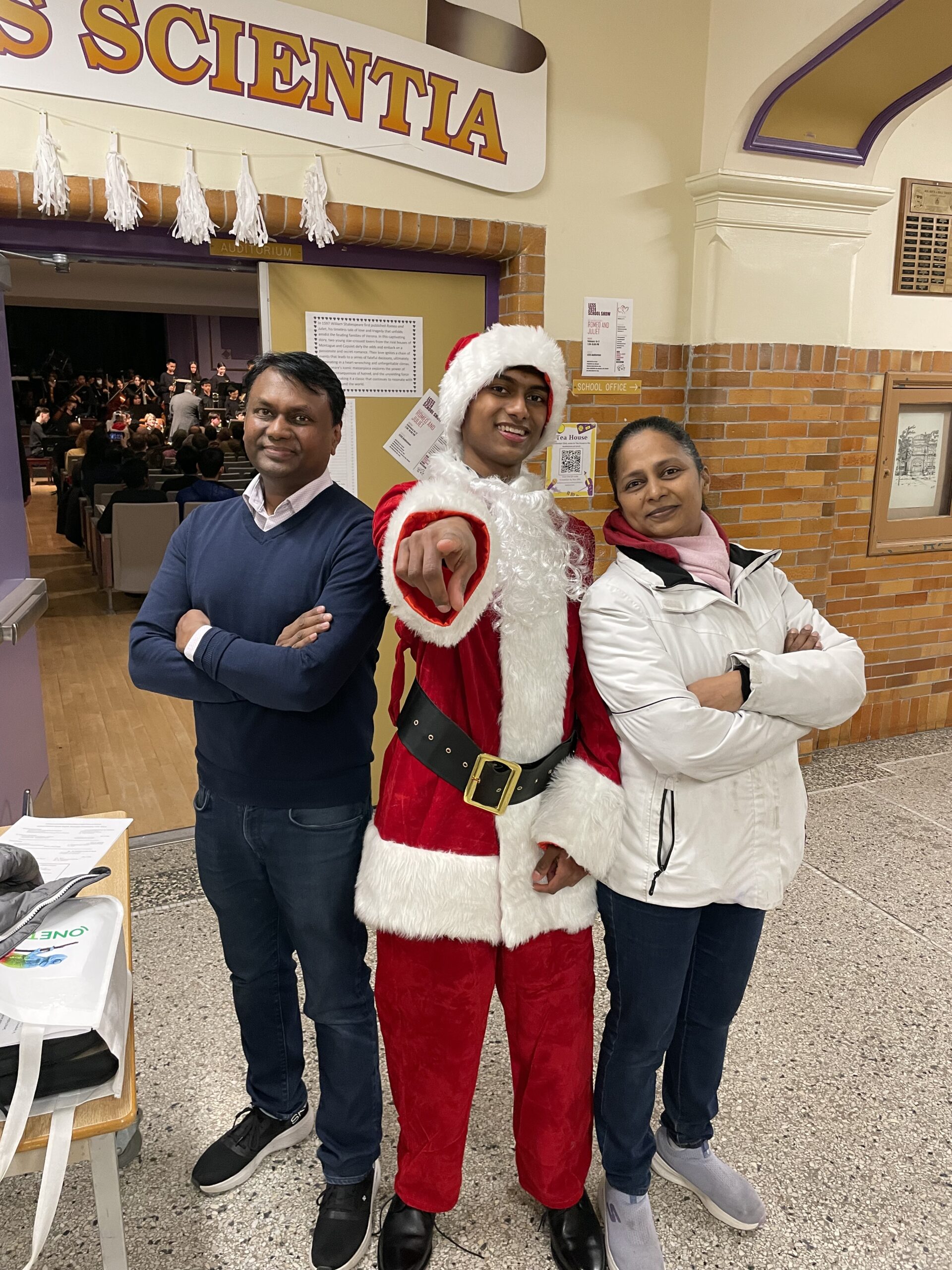 Allan with parents after his Solo in the Christmas Concert